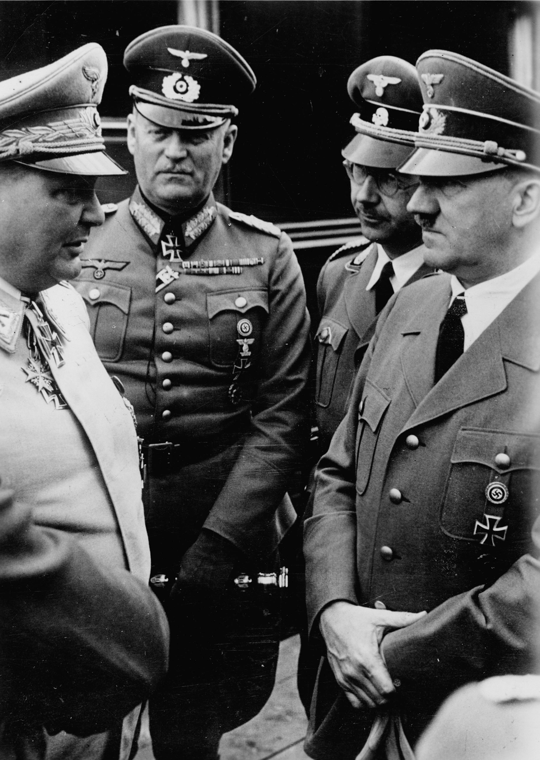 Goering, Keitel, and Himmler, gathered near the Sonderzug for Hitler's 52th Birthday